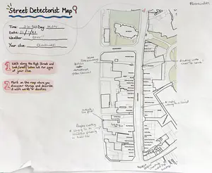 People chatting & saying hi to someone passing in their car